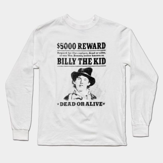 Billy The Kid - newspaper style Long Sleeve T-Shirt by Buff Geeks Art